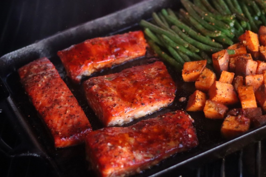 Blueberry Bourbon Glazed Smoked Salmon Recipe