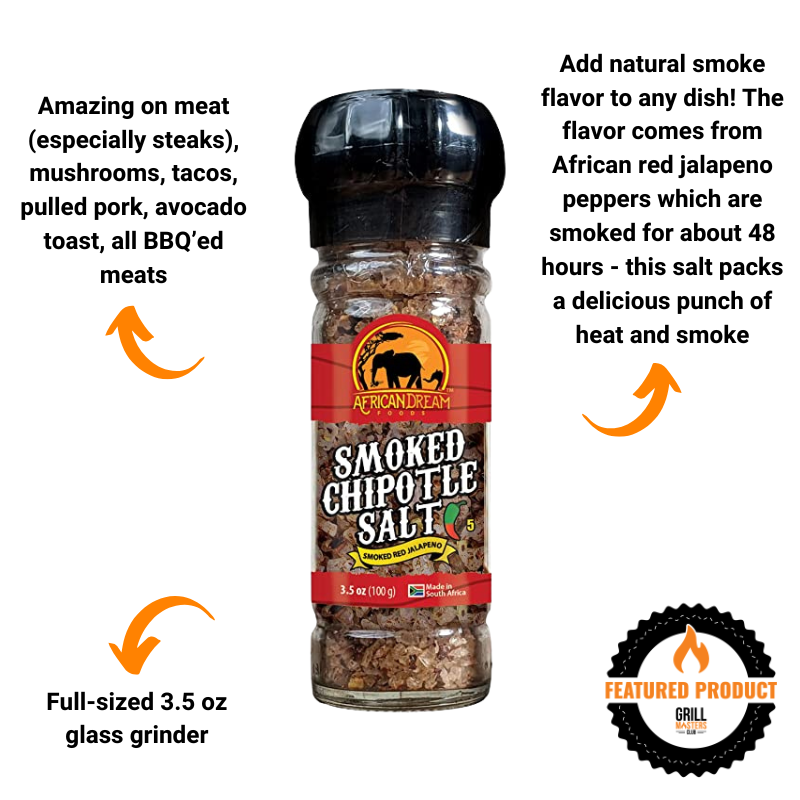 Smoked Chipotle Salt Grinder by African Dream Foods (3.5 oz)