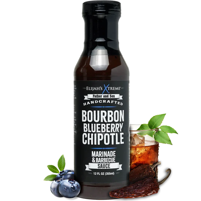 Elijah's Xtreme Bourbon Blueberry Chipotle BBQ Sauce & Marinade (12 oz)