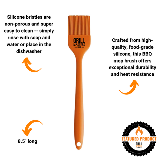 Grill Masters Club 8.5" Silicone BBQ Mop Brush - Orange