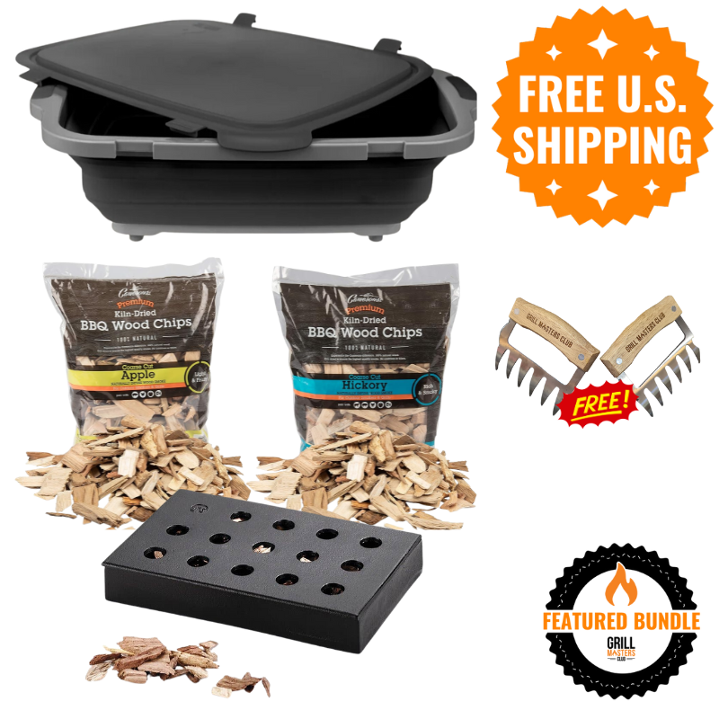 Griller's Paradise Bundle: Prep Tub + Cast Iron Smoker Box + 2 Bags Wood Chips