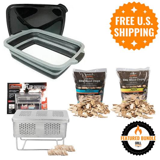 Griller's Paradise Bundle: Prep Tub + Smoker Box + 2 Bags Wood Chips