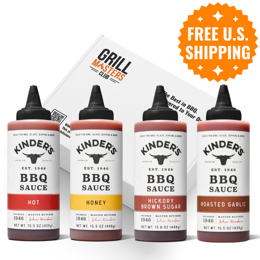 Kinder's BBQ Sauce 4-Pack: Hot, Honey, Hickory Brown Sugar & Roasted Garlic