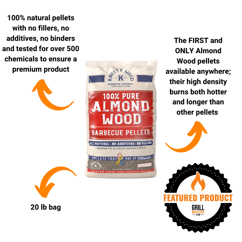 100% Pure Almond Wood Barbecue Pellets by Knotty Wood (20lb)