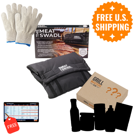 Smoker's Paradise Bundle: Meat Swadl, Mystery BBQ Box & Grilling Gloves w/ FREE Time & Temp Magnet