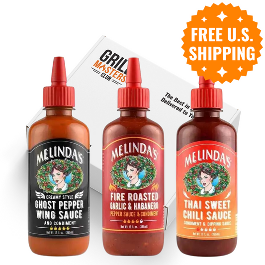 Melinda's Hot Sauce 3-Pack: Ghost Pepper + Fire Roasted Garlic & Habanero + Thai Sweet Chili