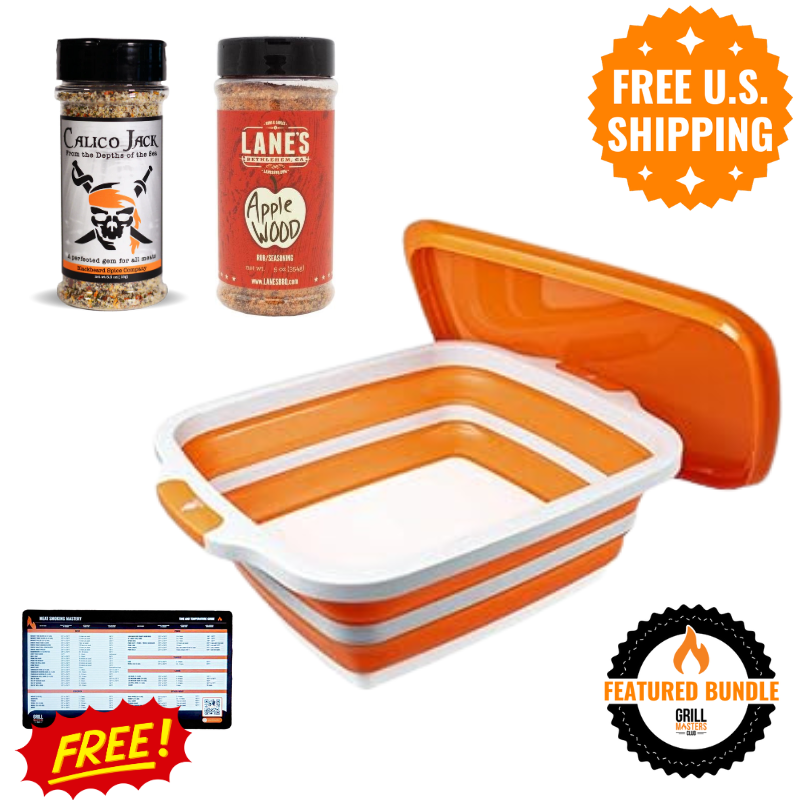 Rub & Tub Bundle: XL BBQ Prep Tub + 2 Premium Dry Rubs w/ FREE Time & Temp Magnet