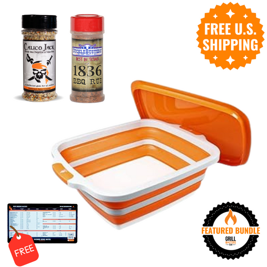 Rub & Tub Bundle: XL BBQ Prep Tub + 2 Premium Dry Rubs w/ FREE Time & Temp Magnet