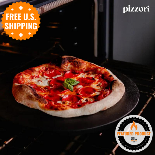 Pizzori Cast Iron 15" Round Pizza Plate + FREE Pizzori Pizza Cutter