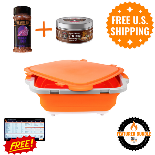 Rub & Tub Bundle: V2 BBQ Prep Tub + 2 Premium Dry Rubs w/ FREE Time & Temp Magnet