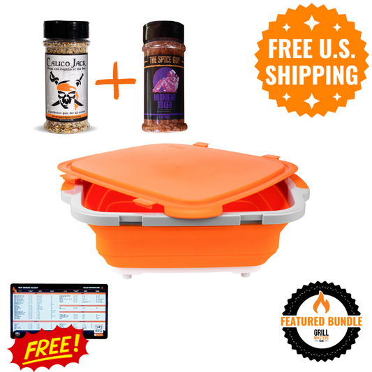 Rub & Tub Bundle: V2 BBQ Prep Tub + 2 Premium Dry Rubs w/ FREE Time & Temp Magnet