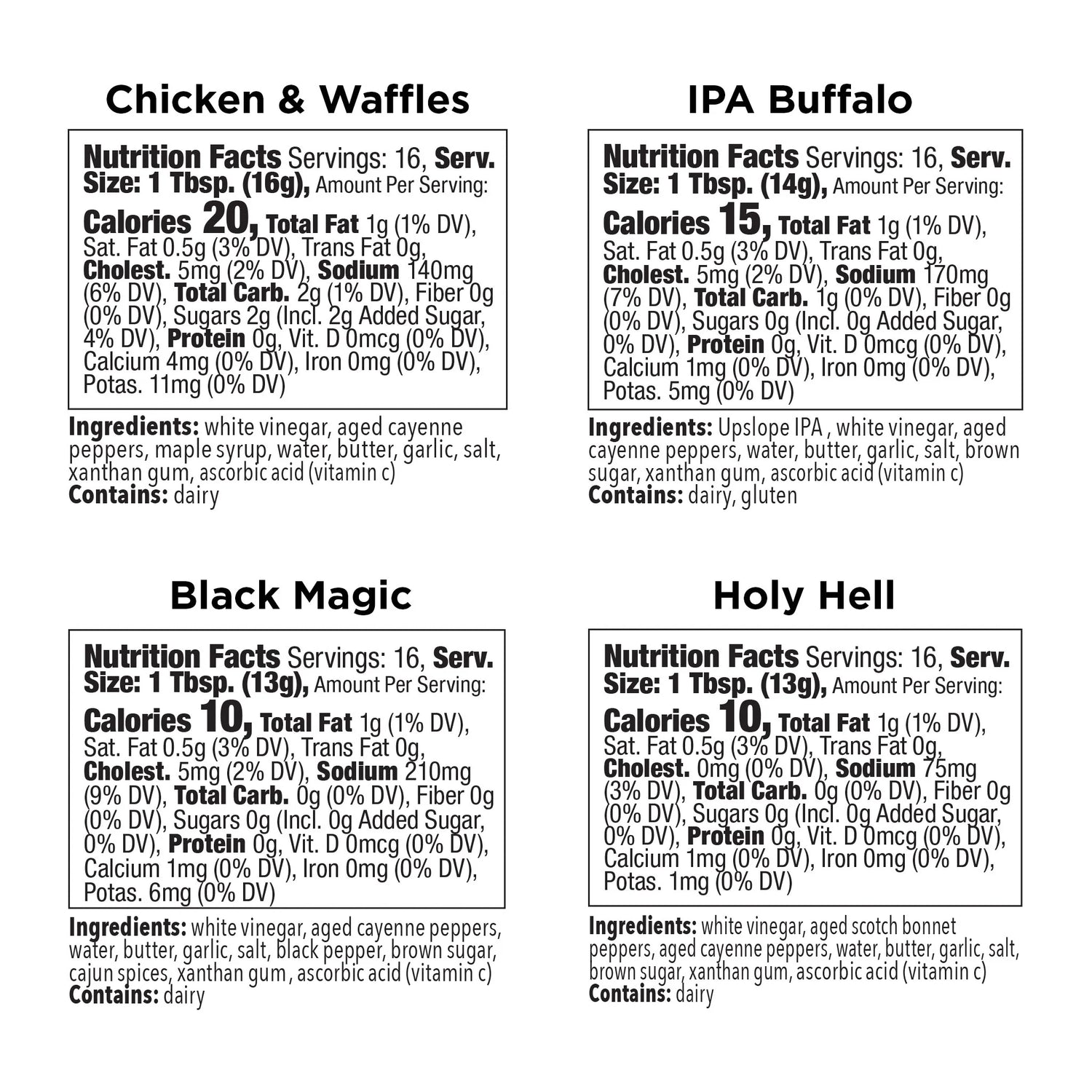 Blonde Beard's Buffalo Sauce Flight 4-Pack (4 x 8oz)