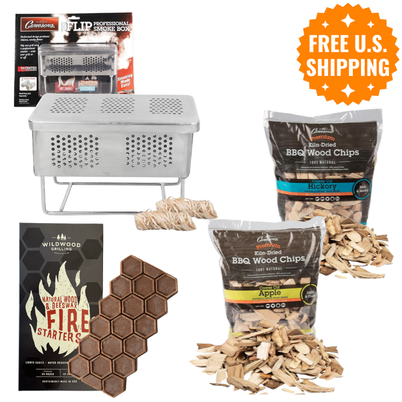 Bundle: Smoke Box + Wood Chips + Firestarters + Free Time & Temp Magnet