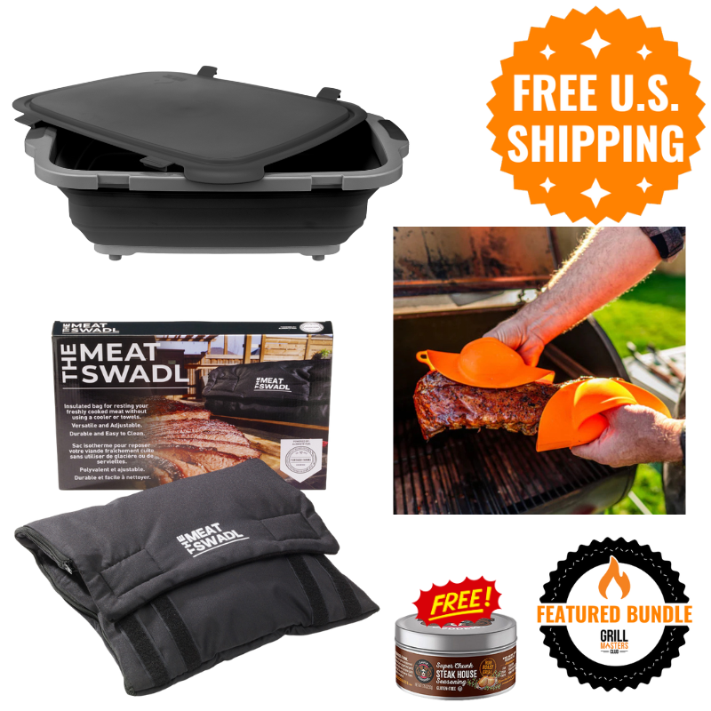 Smoker Essentials Bundle: Prep Tub + Meat Swadl + Grill Mitts + Free Rub