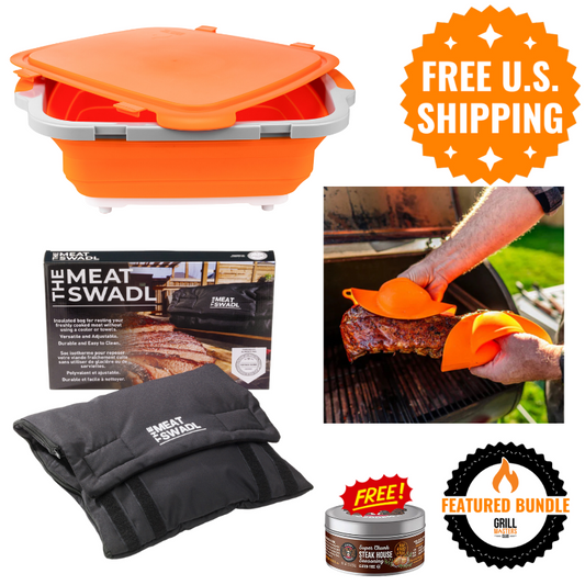 Smoker Essentials Bundle: Prep Tub + Meat Swadl + Grill Mitts + Free Rub