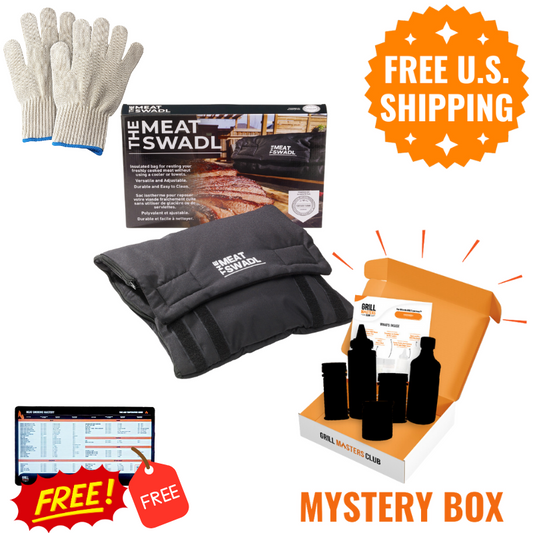 Smoker's Paradise Bundle: Meat Swadl, Mystery BBQ Box & Grilling Gloves w/ FREE Time & Temp Magnet