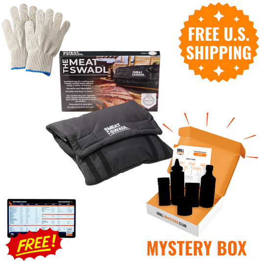 Smoker's Paradise Bundle: Meat Swadl, Mystery BBQ Box & Grilling Gloves w/ FREE Time & Temp Magnet