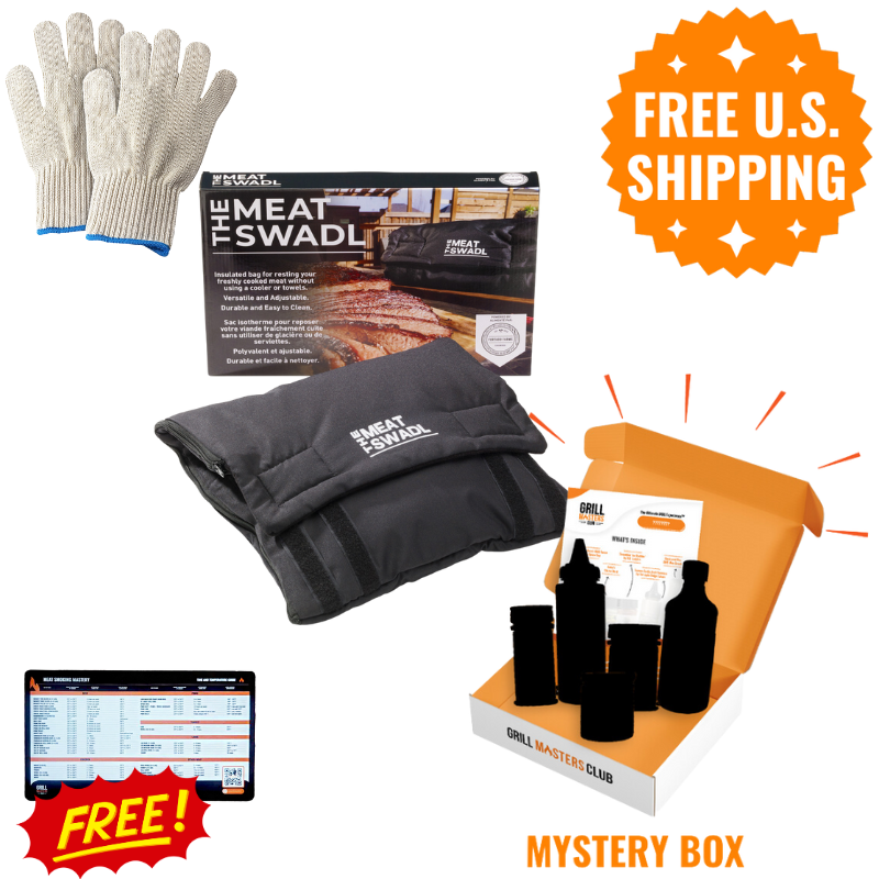 Smoker's Paradise Bundle: Meat Swadl, Mystery BBQ Box & Grilling Gloves w/ FREE Time & Temp Magnet