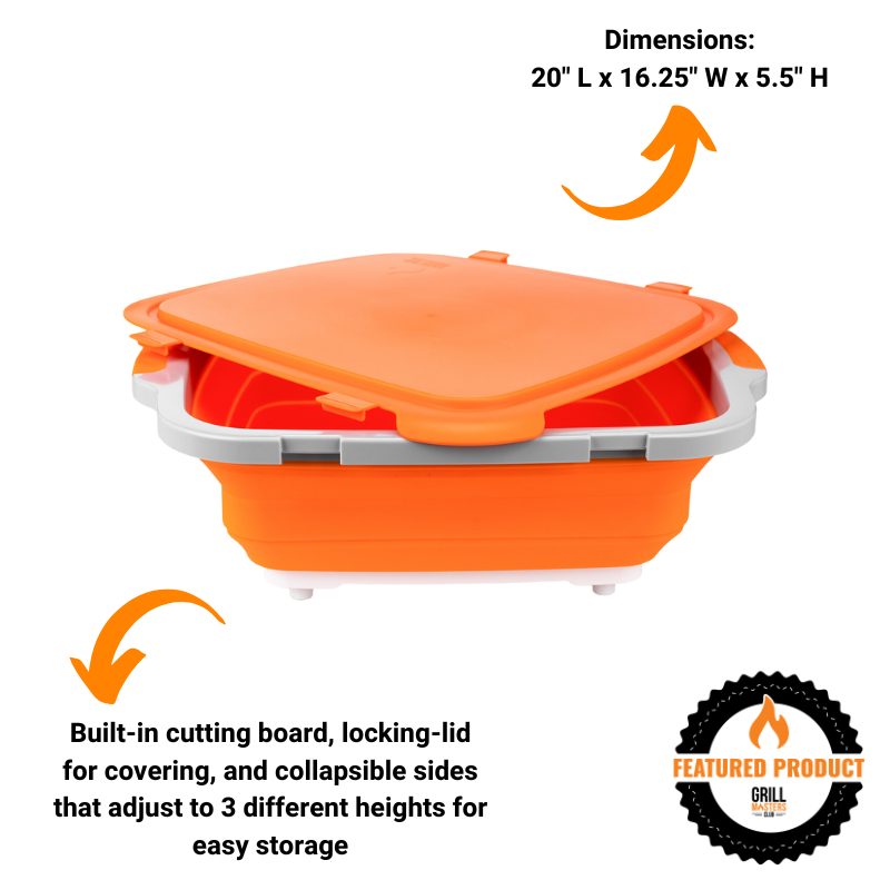 V2 BBQ Prep Tub w/ Locking Lid by Drip EZ - Classic Orange