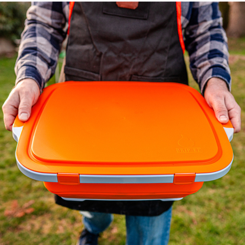 V2 BBQ Prep Tub w/ Locking Lid by Drip EZ - Classic Orange